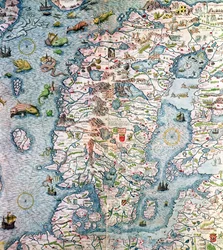 Scandinavië, detail van de Carta Marina door Olaus Magnus